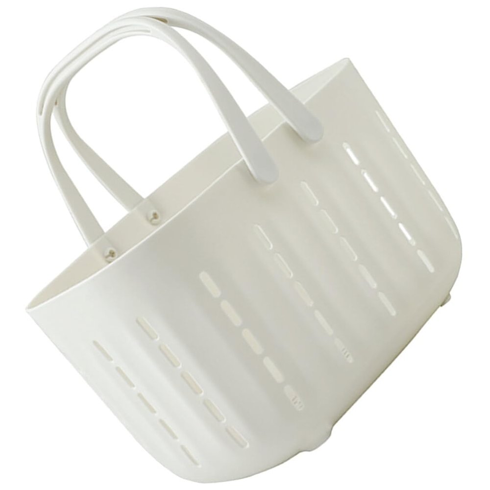 Alipis Bath Basket Handle Plastic Baskets for Classroom White Small for Bathroom