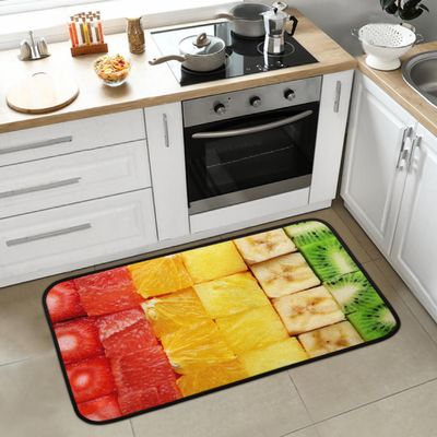bisibuy Sliced Fruits Kitchen Rugs and Mats Pineapple Watermelon Absorbent Kitchen Matt Non-Skid Comfortable Decorative Rugs Mat for Floor Home Office Sink Bathroom Farmhouse Decor 39x20 in
