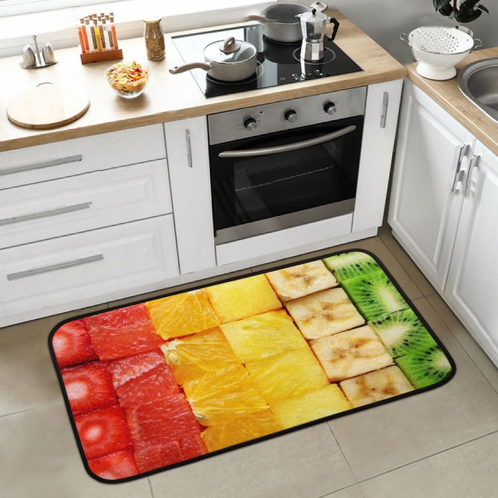 bisibuy Sliced Fruits Kitchen Rugs and Mats Pineapple Watermelon Absorbent Kitchen Matt Non-Skid Comfortable Decorative Rugs Mat for Floor Home Office Sink Bathroom Farmhouse Decor 39x20 in