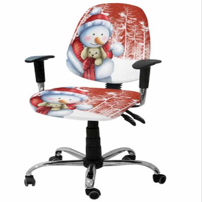 Christmas Snowman Snowflake Bunny Office Chair Cover Desk Computer Chair Slipcover, Stretch Universal Gaming Chair Covers Rotating Chair Protector Snowman in Snowland Seat Cover with Backrest Cover