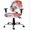 Christmas Snowman Snowflake Bunny Office Chair Cover Desk Computer Chair Slipcover, Stretch Universal Gaming Chair Covers Rotating Chair Protector Snowman in Snowland Seat Cover with Backrest Cover view 1