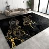 Abstract Black Marble Area Rugs, Gold Swirl Water Waves Indoor Non-Slip Kids Rug, Machine Washable Breathable Durable Carpet for Front Entrance Floor Decor,3 x 4ft view 1