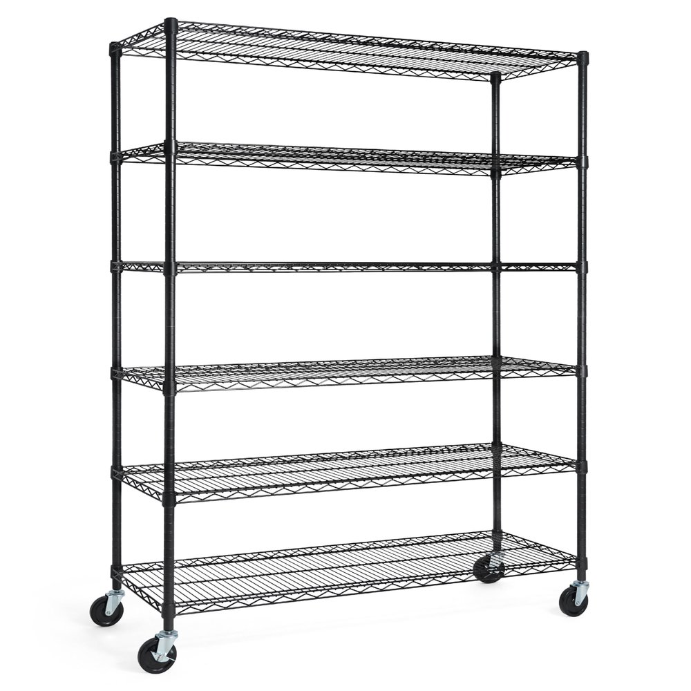 CAPHAUS NSF Commercial Grade Heavy Duty Wire Shelving w/Wheels, Leveling Feet & Liners, Storage Metal Shelf, Garage Shelving Storage, Utility Wire Rack Storage Shelves, 48 x 18 x 76 6-Tier No Liner