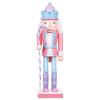 NOLITOY Christmas Nutcracker Figure, 10in Wooden Nutcracker Soldier Collectible Figures for Xmas Ornament Shelves and Tables Decoration, Pink view 1
