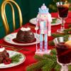 NOLITOY Christmas Nutcracker Figure, 10in Wooden Nutcracker Soldier Collectible Figures for Xmas Ornament Shelves and Tables Decoration, Pink view 3