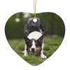 Christmas Tree Ornament 2023 Border Collie Dog Canine Pet Ceramic Heart Ornament Decorative Hanging Keepsake Xmas Stocking Stuffer Bauble Christmas New Year Holiday Wedding Party Favors view 1
