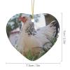 Christmas Tree Ornament 2023 Farm Chicken Hen Ceramic Heart Ornament Decorative Hanging Keepsake Xmas Stocking Stuffer Bauble Christmas New Year Holiday Wedding Party Favors view 2