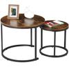 F2C Nesting Coffee Table Modern End Table Set of 2 for Living Room Balcony Office, Round Wood Accent Side Coffee Tables with Sturdy Metal Frame, Easy Assembly view 1