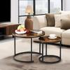 F2C Nesting Coffee Table Modern End Table Set of 2 for Living Room Balcony Office, Round Wood Accent Side Coffee Tables with Sturdy Metal Frame, Easy Assembly view 3