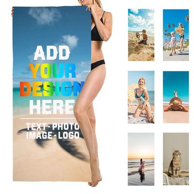 BDUEYFU Custom Beach Towels Personalized Towels Your Design Here Customize Lightweight Beach Towel Suitable for Seaside Camping Swimming Travel Sapphire Blue 31"x71"