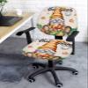 Happy Thanksgiving Day Gnomes Office Chair Cover Stretchable Computer Chair Seat Cover Backrest Slipcovers, Maple Leaf Fruits Vegetable Stretchable Rotating Desk Chair Seat Cushion Split Protectors view 3