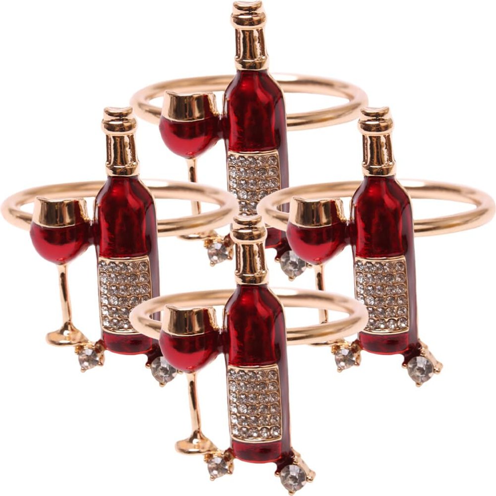 4Pcs Christmas Delicate Napkin Rings Decorative Serviette Buckles Red Wine Napkin Buckles Modern Ring Holder Serviette Metallic Adornment