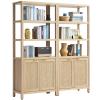 SICOTAS Bookshelf 5 Tier Book Shelf Rattan Boho 71" Tall Bookcase with Doors Storage Shelves Large Bookshelves Farmhouse Bookcases Library Book Case for Living Room Bedroom Home Office Kitchen view 1