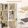 SICOTAS Bookshelf 5 Tier Book Shelf Rattan Boho 71" Tall Bookcase with Doors Storage Shelves Large Bookshelves Farmhouse Bookcases Library Book Case for Living Room Bedroom Home Office Kitchen view 4