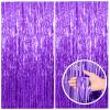 2 Pack Purple Backdrop Tinsel Streamers Foil Fringe Backdrop Halloween Party Decorations Purple Backdrop Curtain Birthday Graduation Bachelorette Christmas New Year Party Decorations view 1