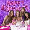 2 Pack Purple Backdrop Tinsel Streamers Foil Fringe Backdrop Halloween Party Decorations Purple Backdrop Curtain Birthday Graduation Bachelorette Christmas New Year Party Decorations view 4