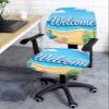 Computer Office Chair Cover, Welcom Beach Summer Orange Slippers Starfish Shell Split Stretchable Chair Seat Covers, Polyester Removable Washable Universal Desk Rotating Chair Slipcover Protector view 3
