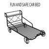 RIDFY Twin Car Bed with 4 Wheels/Guardrails/Storage Shelf for Kids Teens Boys Girls, Metal Platform Bed Frame, Mattress Foundation Camas, Noise Free, No Box Spring Needed (Black) view 3