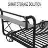RIDFY Twin Car Bed with 4 Wheels/Guardrails/Storage Shelf for Kids Teens Boys Girls, Metal Platform Bed Frame, Mattress Foundation Camas, Noise Free, No Box Spring Needed (Black) view 4