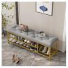 Velvet Upholstered Shoe Bench Shoe Rack Bench Luxurious Entryway Bench with Boots Storage Modern Shoe Storage Bench Entry Shoe Organizer Furniture,Gray,100x30x46cm view 1