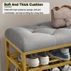 Velvet Upholstered Shoe Bench Shoe Rack Bench Luxurious Entryway Bench with Boots Storage Modern Shoe Storage Bench Entry Shoe Organizer Furniture,Gray,100x30x46cm view 3