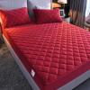LMXSHJI Fitted Sheet Quilted Layer Crystal Velvet Fabric Mattress Protector Cover Non-Slip Elastic Band Fixation Single Double (Color : Red, Size : 150x190cm+28cm) view 2