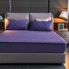 LMXSHJI Fitted Sheet Quilted Layer Crystal Velvet Fabric Mattress Protector Cover Non-Slip Elastic Band Fixation Single Double (Color : Purple, Size : 180x220cm+28cm) view 2