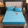 LMXSHJI Fitted Sheet Quilted Layer Crystal Velvet Fabric Mattress Protector Cover Non-Slip Elastic Band Fixation Single Double (Color : Lake Blue, Size : 160x200cm+28cm) view 1