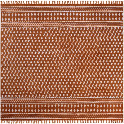 CASAVANI Kilim Rug 12x15 Area Rug Geometric Design Red Beige Hand Block Printed Cotton Dhurrie Hand Surface Wash 0.19" Thick Boho Indoor Outdoor Use Flatweave Rugs for Living Room,Bedroom,Dining Room