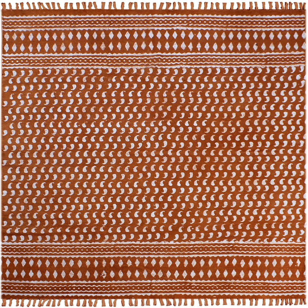 CASAVANI Kilim Rug 12x15 Area Rug Geometric Design Red Beige Hand Block Printed Cotton Dhurrie Hand Surface Wash 0.19" Thick Boho Indoor Outdoor Use Flatweave Rugs for Living Room,Bedroom,Dining Room