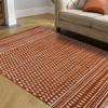 CASAVANI Kilim Rug 12x15 Area Rug Geometric Design Red Beige Hand Block Printed Cotton Dhurrie Hand Surface Wash 0.19" Thick Boho Indoor Outdoor Use Flatweave Rugs for Living Room,Bedroom,Dining Room view 2
