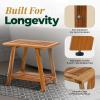 Bme Premium Teak 2-Tier Shower Bench, Space-Saving Multifunctional Wooden Shower Shelf, Easy Install with Anti-Rust Hardware & Adjustable Leveler view 3