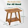 Bme Premium Teak 2-Tier Shower Bench, Space-Saving Multifunctional Wooden Shower Shelf, Easy Install with Anti-Rust Hardware & Adjustable Leveler view 4