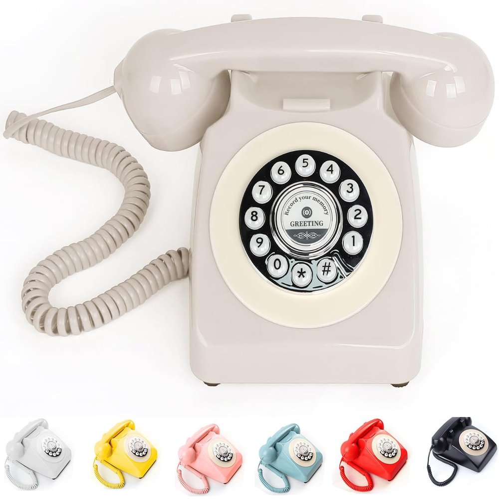 HITUGU Audio Guest Book Phone Audio GuestBook for Weddings, Record Customized Audio Messages Guest Book for Parties Weddings Birthdays Rentals Confessions Special Occasions (Beige (Key))