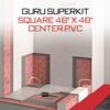 GURU USA SuperKit Square Complete Shower Kit with Heavy Duty Tray, Evo Lite Stainless Steel Drain, & Waterproof Membrane Roll, Bathroom Accessories, 48" x 49", Center Drain, PVC Connector view 2