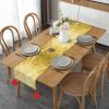 Gold Bling Linen Table Runner with Tassel Decor Charming Table Runner for Farmhouse,Christmas,Wedding view 1