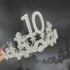10th Birthday Tiara and Sash for Girls, Silver Butterfly 10 Bday Crystal Rhinestone Crown and Glittered Its My 10th Birthday Sash for Girls 10 years Old Bday Party Decorations view 3