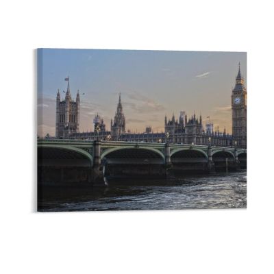 16x20 Canvas Wall Art Palace London Parliament Big Ben Framed Canvas Prints Modern Decor for Home Bathroom Office Farmhouse Canvas Artwork Poster Housewarming Gift for New Homeowners
