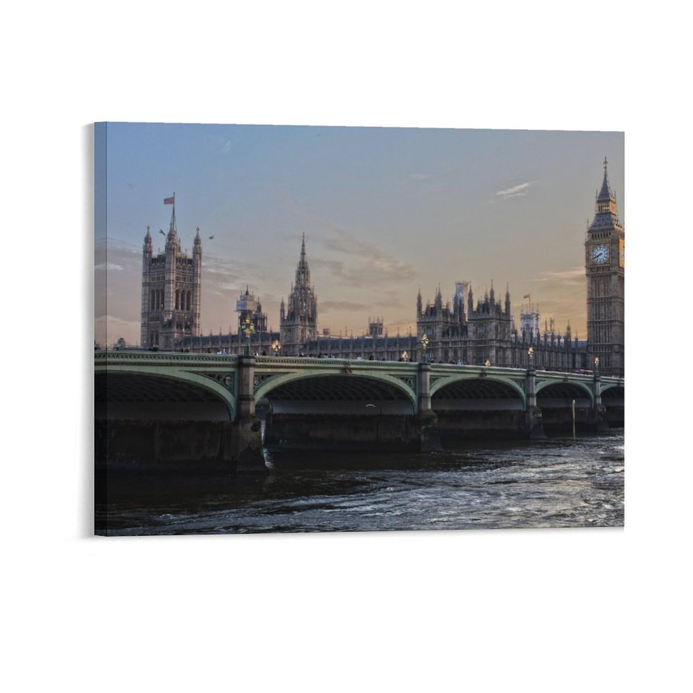16x20 Canvas Wall Art Palace London Parliament Big Ben Framed Canvas Prints Modern Decor for Home Bathroom Office Farmhouse Canvas Artwork Poster Housewarming Gift for New Homeowners