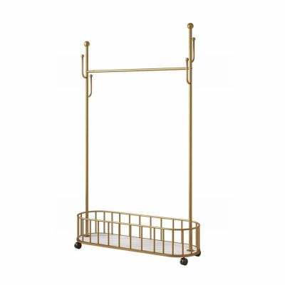 ELZEM Metal Coat Racks, Standing Coat Rack with Storage Basket, Modern Coat Tree with Crossbar and 4 Hooks, Entryway Coat Racks for Handbags, Clothing C,100