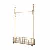 ELZEM Metal Coat Racks, Standing Coat Rack with Storage Basket, Modern Coat Tree with Crossbar and 4 Hooks, Entryway Coat Racks for Handbags, Clothing C,100 view 1