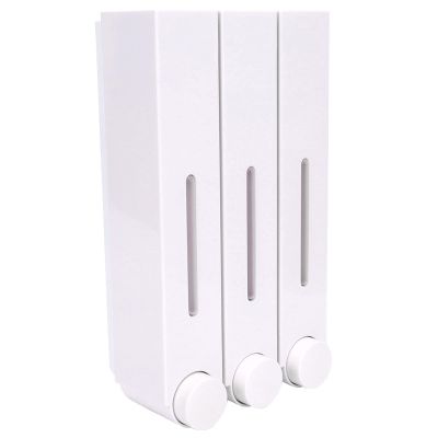 Liquid Soap Dispenser,Wall Mount Shower Liquid Soap Dispenser Three Head Shampoo Dispensers,Shower Soap Dispenser for Hotel, Bathroom,Home(White)