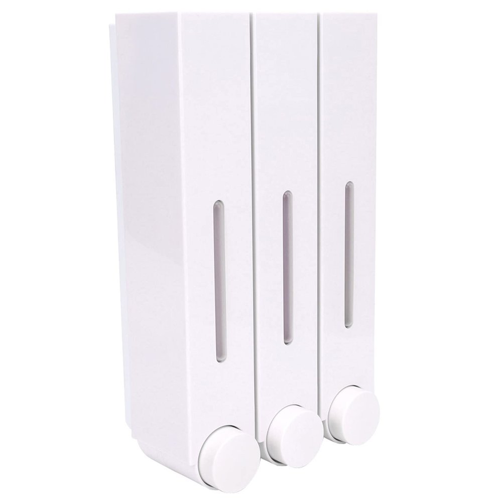 Liquid Soap Dispenser,Wall Mount Shower Liquid Soap Dispenser Three Head Shampoo Dispensers,Shower Soap Dispenser for Hotel, Bathroom,Home(White)