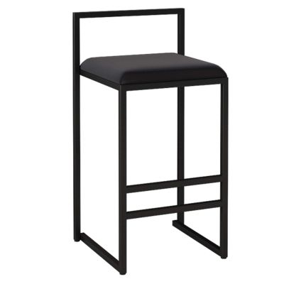 AZMANI Barstool Counter Height with Back and Footrest,Metal Iron Frame Velvet Upholstered Seat for Kitchen Barstools Dining Bar Chairs for Kitchen Island,Black,65cm(25.59in)