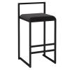 AZMANI Barstool Counter Height with Back and Footrest,Metal Iron Frame Velvet Upholstered Seat for Kitchen Barstools Dining Bar Chairs for Kitchen Island,Black,65cm(25.59in) view 1