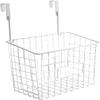 1Pcs Grid Storage Baskets with Hooks over Cabinet Door Organizer Basket Shelves Iron Kitchen Storage Organizer for RV Garage Railing (White) view 1