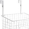 1Pcs Grid Storage Baskets with Hooks over Cabinet Door Organizer Basket Shelves Iron Kitchen Storage Organizer for RV Garage Railing (White) view 2