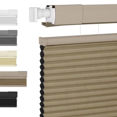 BERISSA Top Down Bottom Up Cordless Cellular Shades No Tools No Drill Blinds for Windows Shades for Indoor Windows Easy to Install,57" W x 72" H ?100% Blackout Dark Brown