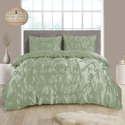 1 Pieces Satin Duvet Cover Palatial King Size Set, Luxury Silky Like Sage Duvet Cover Bedding Set with Zipper Closure, only 1 Duvet Cover (Sage,Palatial King (120''x98''))