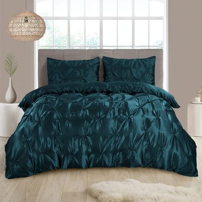 1 Pieces Satin Duvet Cover Eastern King Size Set, Luxury Silky Like Teal Duvet Cover Bedding Set with Zipper Closure, only 1 Duvet Cover (Teal,Eastern King (118'' x 110''))